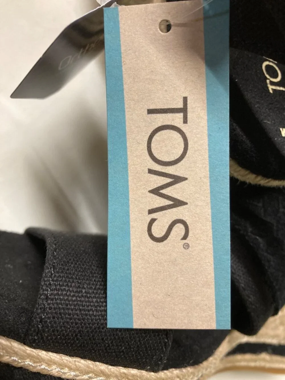 Toms Madelyn Braided Wedge Sandal for Women - Black, Size 6, New with Tag
